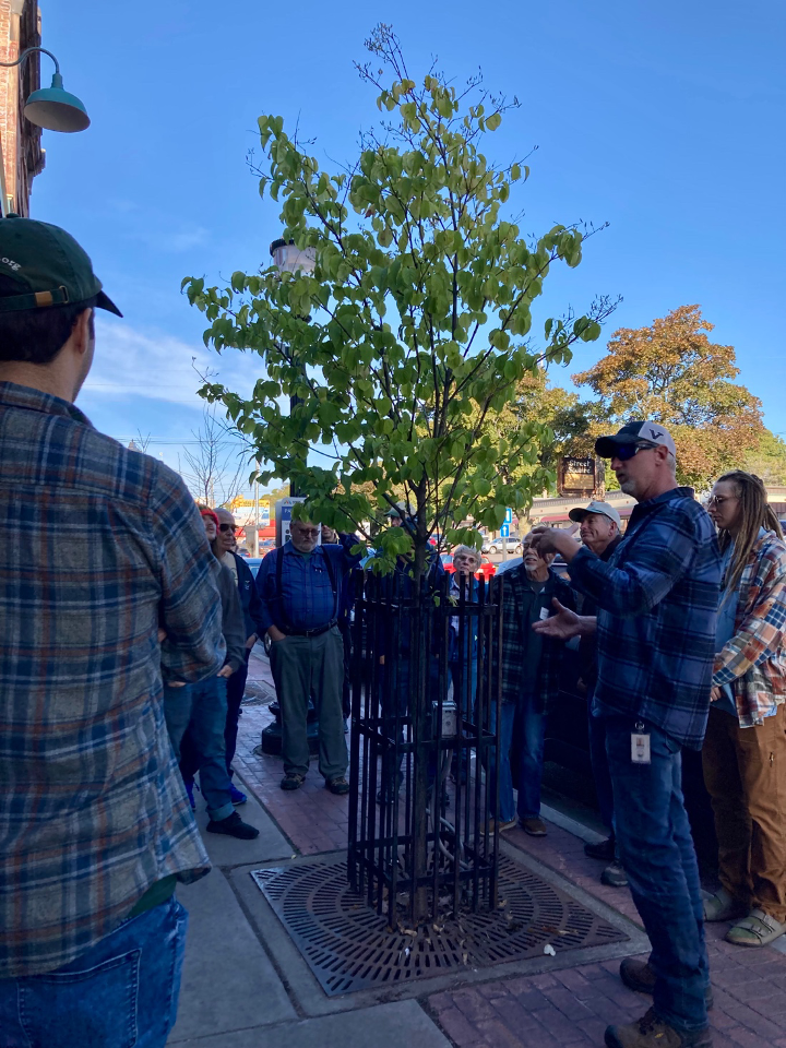 Marquette City forester Dan Carter explains how the City of Marquette works to maintain a healthy urban forest canopy to attendees of the Fall 2023 Michigan Society of American Forester’s meeting on September 29, 2023, in Marquette, MI.